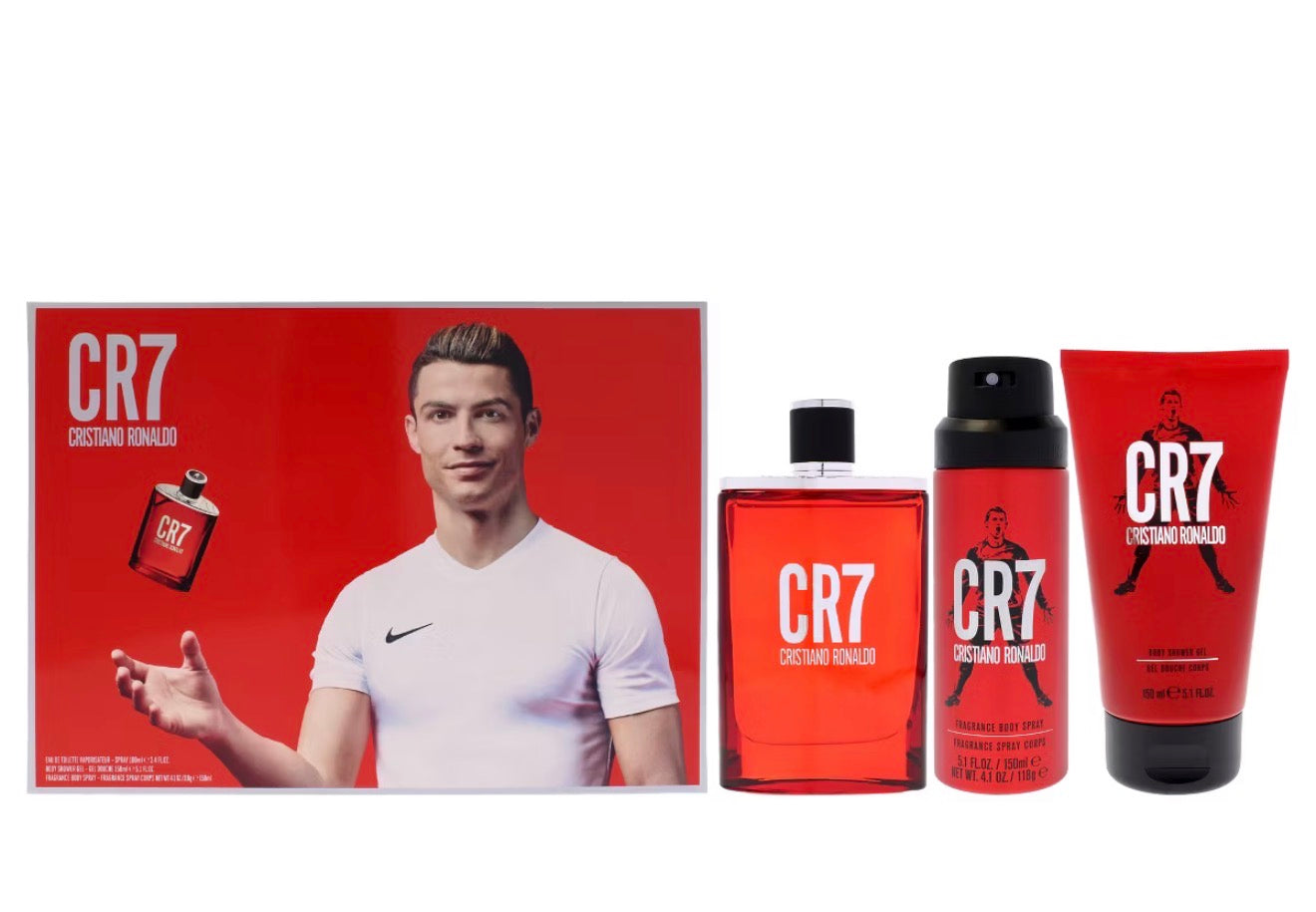 SET CRISTIANO RONALDO CR7  MEN ( 3 PC ) 3.4 OZ EDT SP / 5.1 OZ SG / 5.1 OZ BS