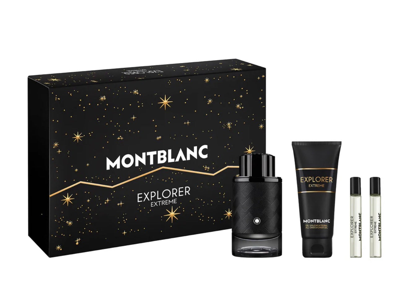 SET MONT BLANC EXPLORER EXTREME MEN (4 PC) 3.3 OZ PARFUM SP /3.3 OZ SG / 2X0.25 PARFUM SP