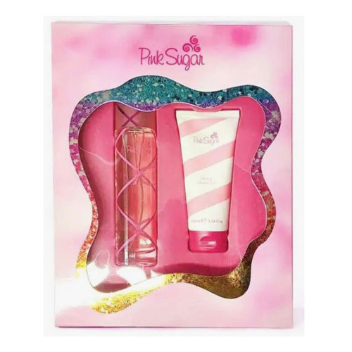 SET AQUALINA  PINK SUGAR WOMEN (2 PC) 3.4 OZ EDT SP /3.4 SG