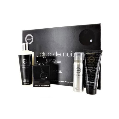 SET ARMAF CLUB DE NUIT INTENSE MEN ( 4 PC SET ) 3.6 OZ. / 3.4 OZ S.GEL / 8.4 SHAM / 1.7 B SP