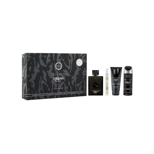 SET ARMAF CLUB DE NUIT URBAN MAN ELIXIR ( 4 PC )3.4 OZ  EDP SP /0.34 OZ  TRAVEL /3.4 OZ SG / 6.8 OZ BS