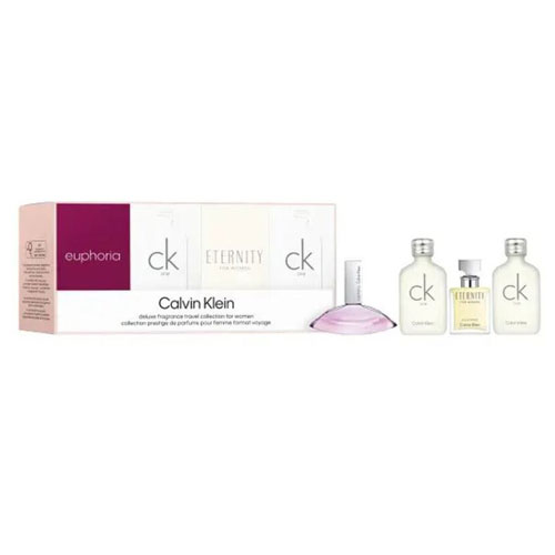 MINI SET CALVIN KLEIN  (4 PC )  2x 0.34 OZ EDT M / 0.17 OZ ETERNITY  / 0.13 EUPHORIA W
