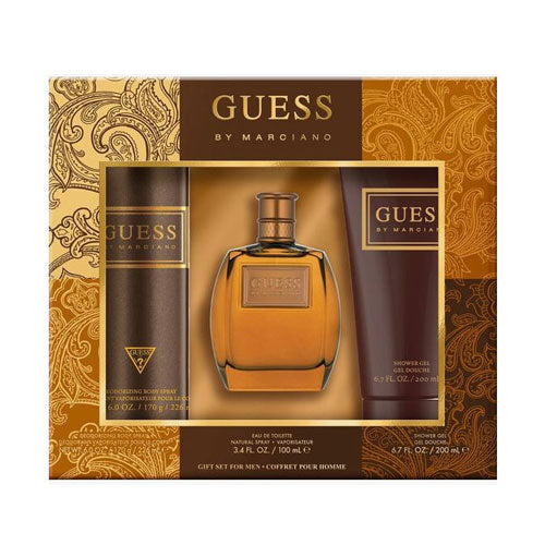 SET GUESS MARCIANO MEN ( 3 PC )3.4 OZ EDT SP /6.7 OZ SG / 6.0 OZ BS