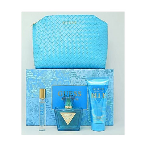GUESS SEDUCTIVE BLUE WOMEN ( 4 PC) 2.5 OZ EDT SP /3.4 OZ BL /0.50 EDT SP / POUCH