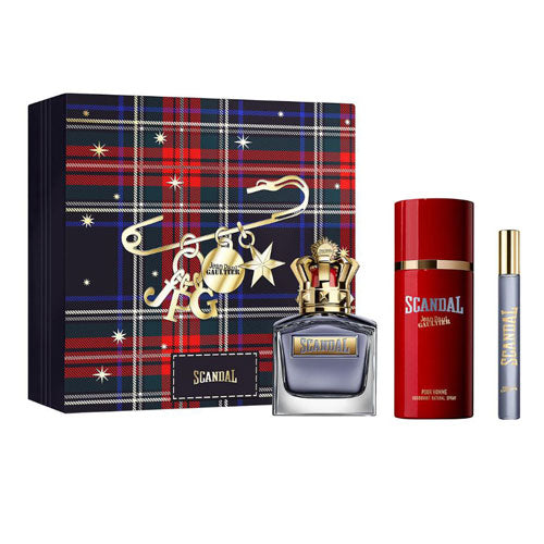 SET JEAN PAUL GAULTIER SCANDAL MEN ( 3 PC ) 3.4 OZ  EDT SP /  5.1 DEO SP / 0.34 OZ SP BLACK BOX