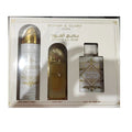 SET LATTAFA BADEE AL OUD HONOR AND GLORY MEN( 3 PC )3.4 OZ EDP / 6.7 OZ DEO  / 1.7 OZ HAIRMIST