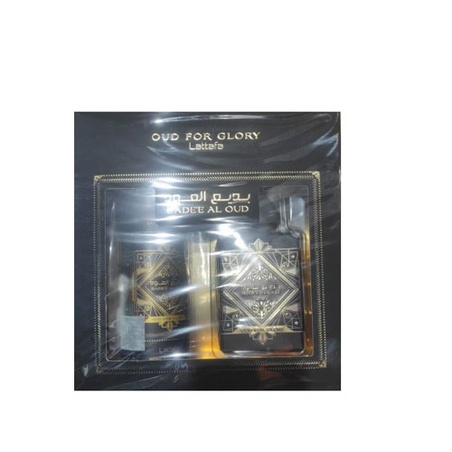 SET LATTAFA BADEE AL OUD UNISEX ( 2 PC) 3.4 OZ  EDP SP / 6.76  OZ BODY SPRAY