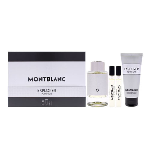 SET MONT BLANC EXPLORER PLATINUM MEN ( 4 PC ) 3.3 OZ EDP SP /3.3 OZ SG  / 0.25 OZ EDP SP X2