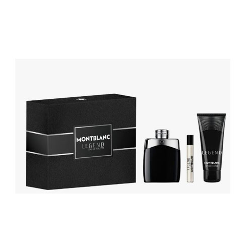 SET MONT BLANC LEGEND MEN  ( 3 PC ) 3.4 OZ EDT SP /3.4 OZ SG / MINI