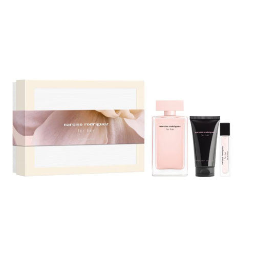 SET NARCISO RODRIGUEZ FOR HER ( 3 PC )3.3 OZ EDP SP \ 1.6 OZ BL \0.33 OZ EDP SP