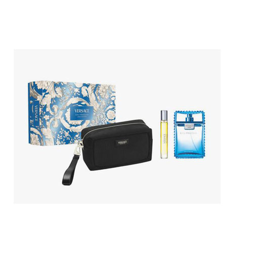 SET VERSACE EAU FRAICHE MEN ( 3 PC )3.4 OZ EDT SP /0.34 OZ EDT SP / HARD BOX