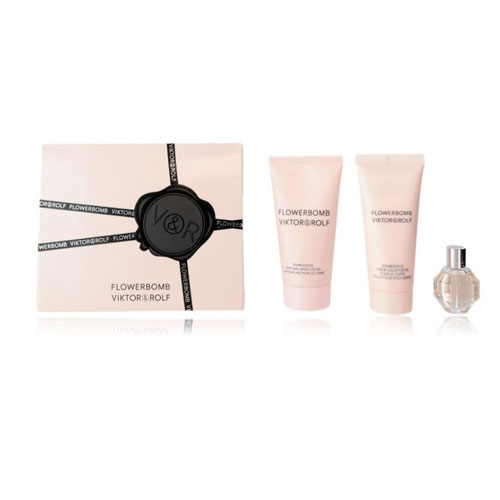 MINI SET VIKTOR&ROLF FLOWERBOMB WOMEN ( 3 PC )0.23 OZ EDP SP / 1.35 OZ BODY CREAM / 1.7 OZ BL