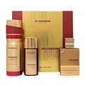 SET AL HARAMAIN AMBER OUD RUBY UNISEX ( 3 PC ) 2.5 OZ /1.0OZ EXTRAIT DE PARFUM/ 6.6 OZ BODY SP