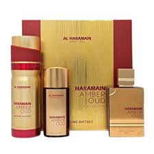 SET AL HARAMAIN AMBER OUD RUBY UNISEX ( 3 PC ) 2.5 OZ /1.0OZ EXTRAIT DE PARFUM/ 6.6 OZ BODY SP